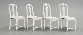 STOLAR, 4 st, snarlika, senbarockstil, omkring 1800-talets mitt.