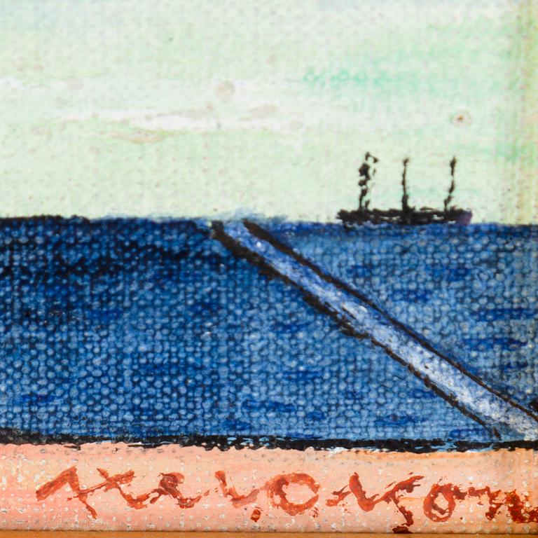 Axel Olson, oil on canvas/panel, signed.