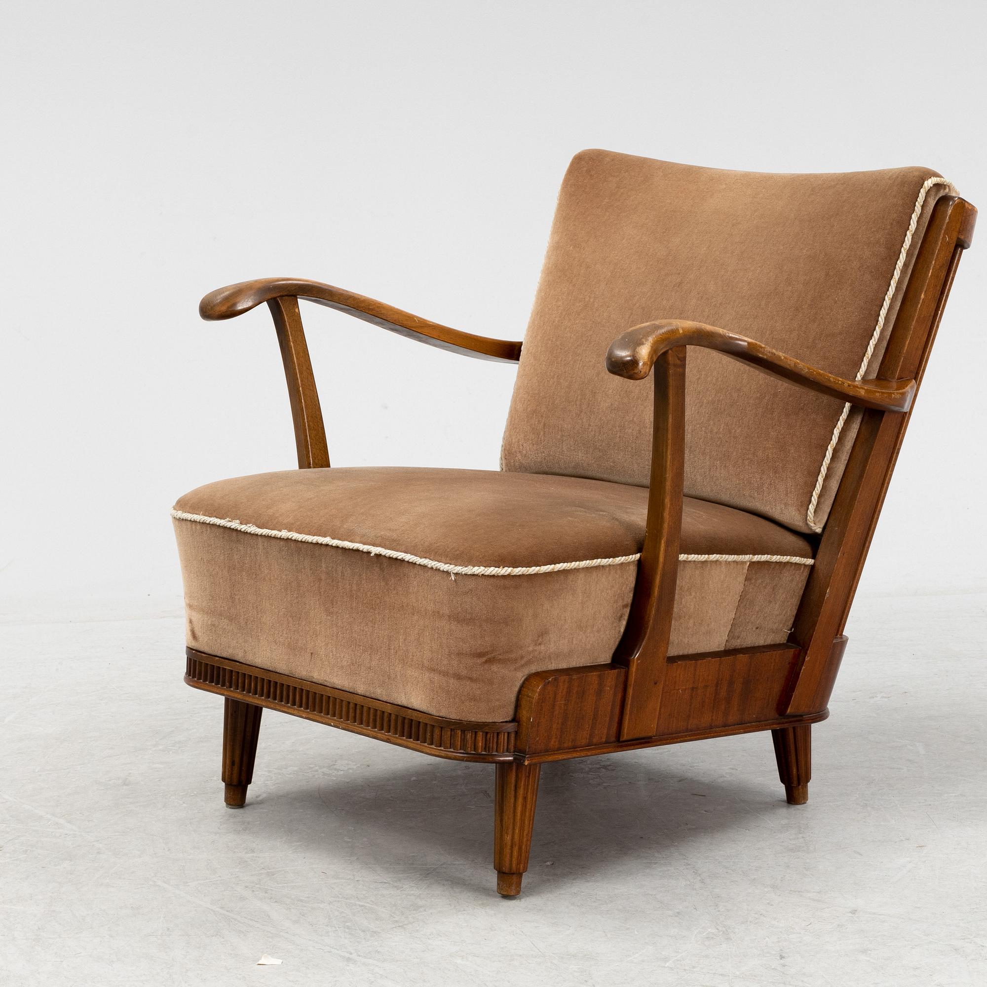 Svante Skogh, fåtölj, Swedish Modern, Förenade Möbelfabrikerna, Linköping, 1940-tal.