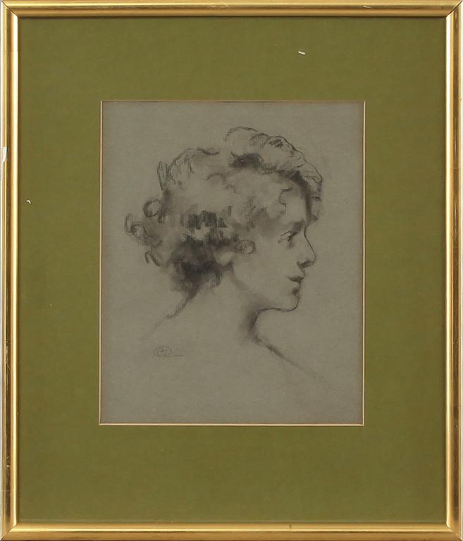 CARL LARSSON, tillskriven, kolteckning, monogramsignerad.