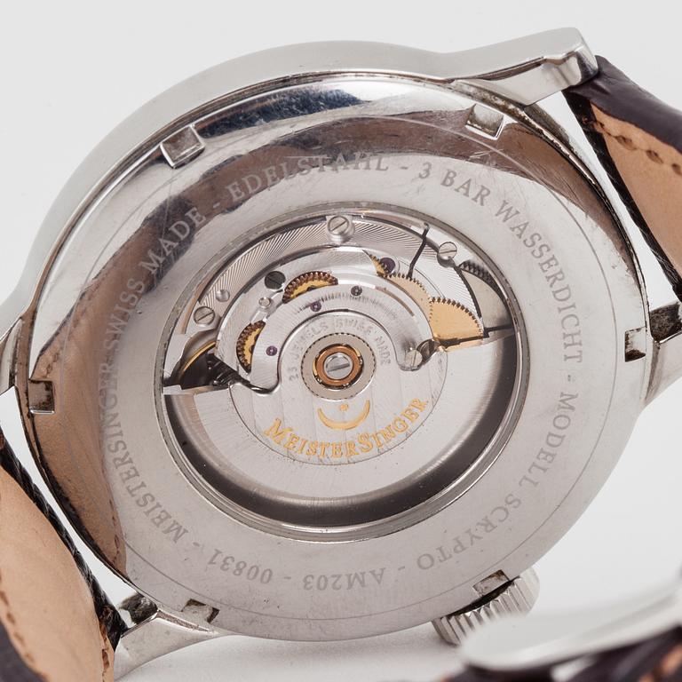 MEISTERSINGER, scrypto, wristwatch, 43 mm.