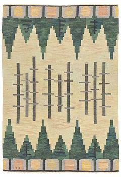 Judith Johansson, a carpet, "Skogsbryn", flat weave, ca 243 x 170,5 cm, signed JJ.