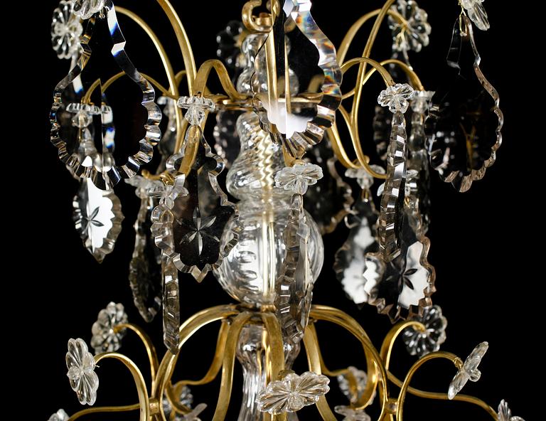 LJUSKRONA, rokokostil, 1800-tal. Höjd ca 90 cm.