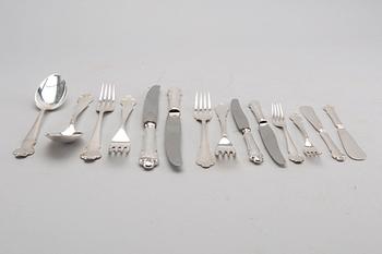 A 82+16 pieces silver and silver plate model "Disa" cutlery. Total weight inc steel app 4000 grams.