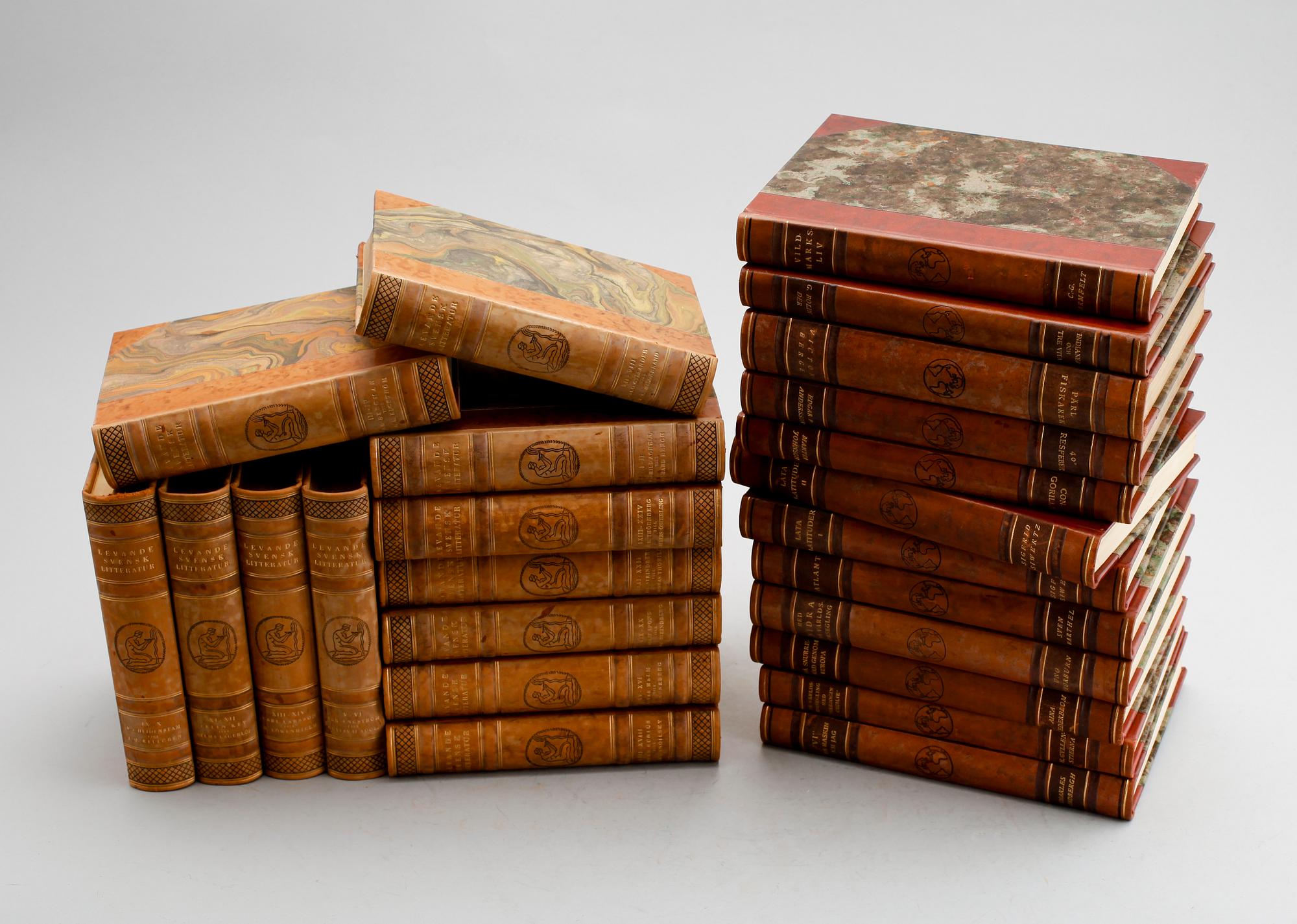 BÖCKER, 12 vol, "Levande Svensk Litteratur", Sten Selander samt romaner, 12 vol.