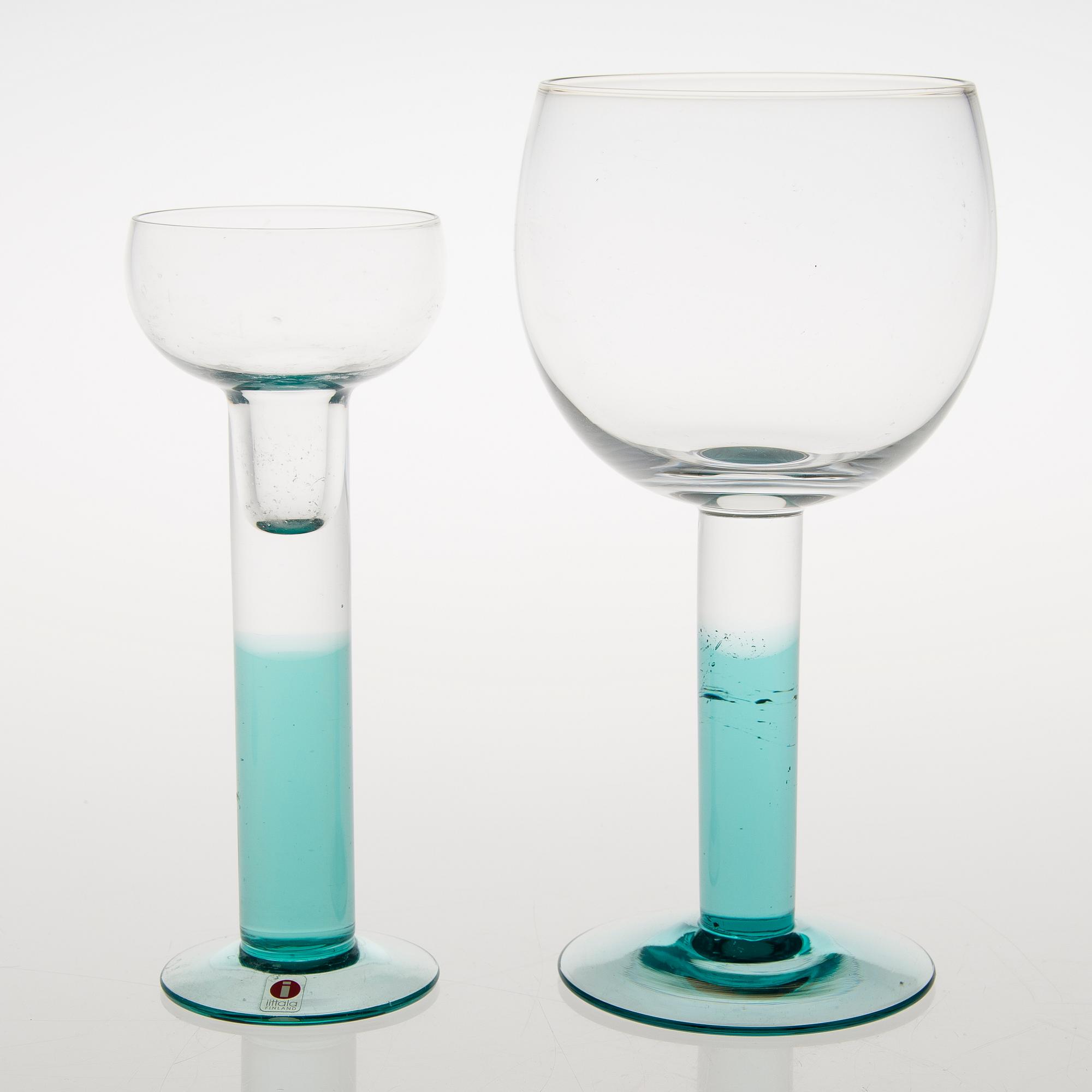 KERTTU NURMINEN, GLASSERVISDELAR, 23 st, "Mondo", Iittala 1900-talets senare hälft.