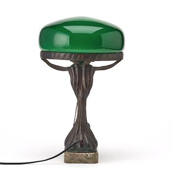 Gösta Eugén Almgren, GÖSTA ALMGREN, an Art Nouveau patinated bronze table lamp, Otto Meyer, Stockholm 1918.