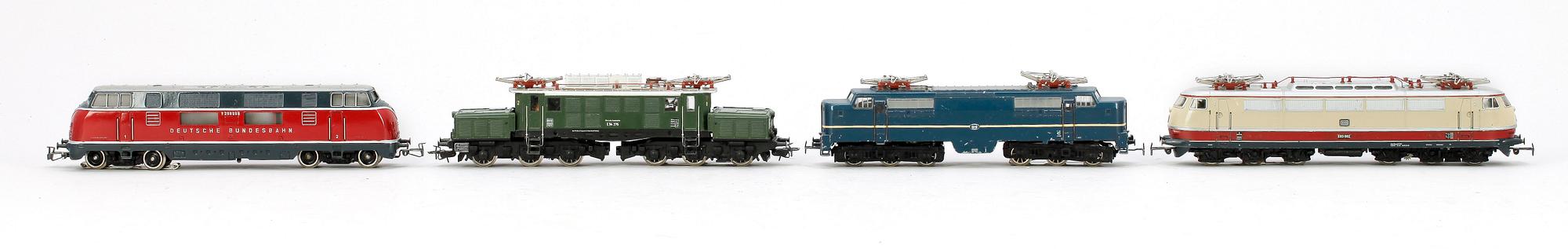 PARTI LOK, 4 st, Märklin H0, 3053, 3921, 3051 OCH 3022, 1900-talets mitt.