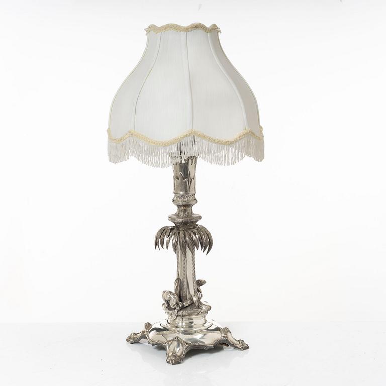 Gustaf Adolf Cedergren, bordslampa, silver, Stockholm 1886.