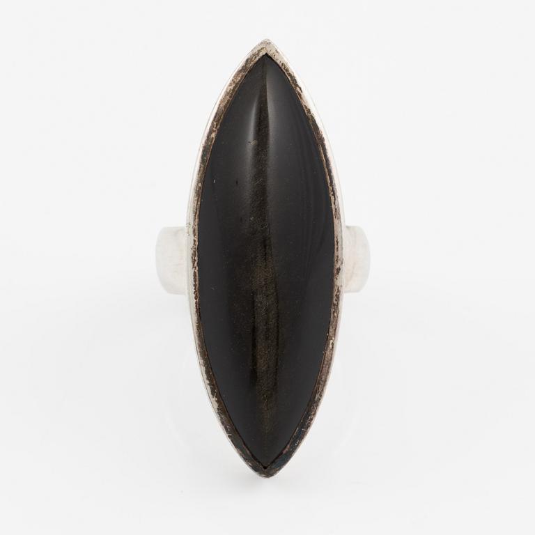 Ring, silver with cat's eye, Switzerland.