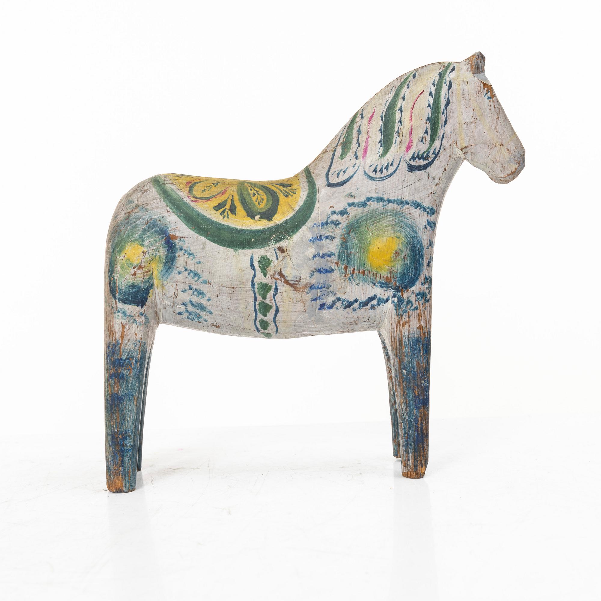 Dala horse, folk art, attributed to Karin Nisser, circa 1910.