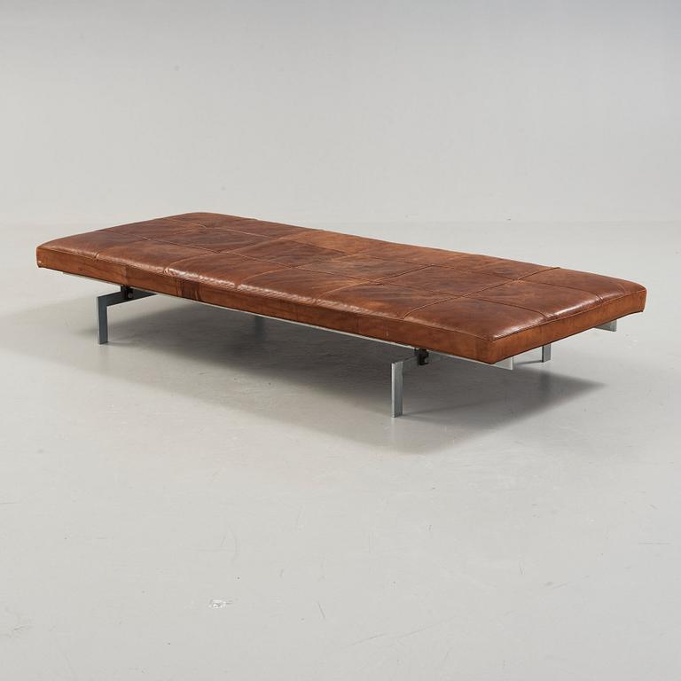 Poul Kjaerholm, A 'PK-80' steel and brown leather daybed, E Kold Christensen, Denmark.