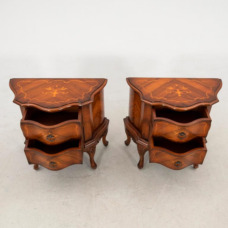 Pair of Louis XV style bedside tables, mid/second half of the 20th century.