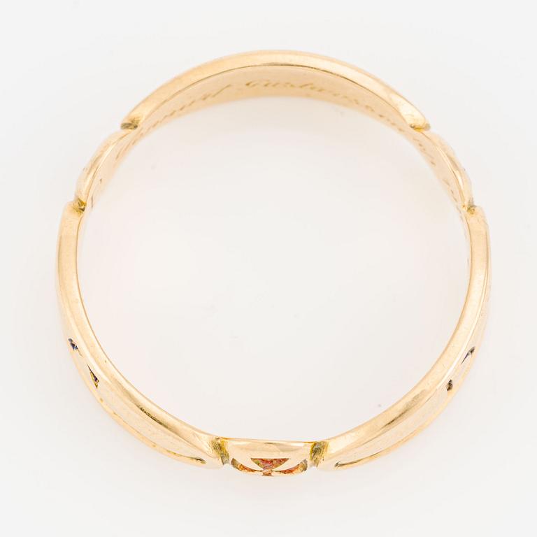 Frimurarring, 18K guld och emalj, Göteborg 1967.