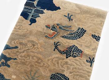 An antique Baotou rug, northern China, late Qing dynasty, circa 1900. c. 178x90 cm.