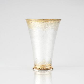 A Swedish 18th Century parcel-gilt silver beaker, mark of Isak Sauer, Stockholm 1751.