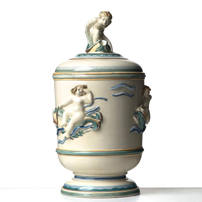 Tyra Lundgren, a creamware urn, Rörstrand, Sweden, ca 1930. This model was included in the 1930 Stockholm exhibition.