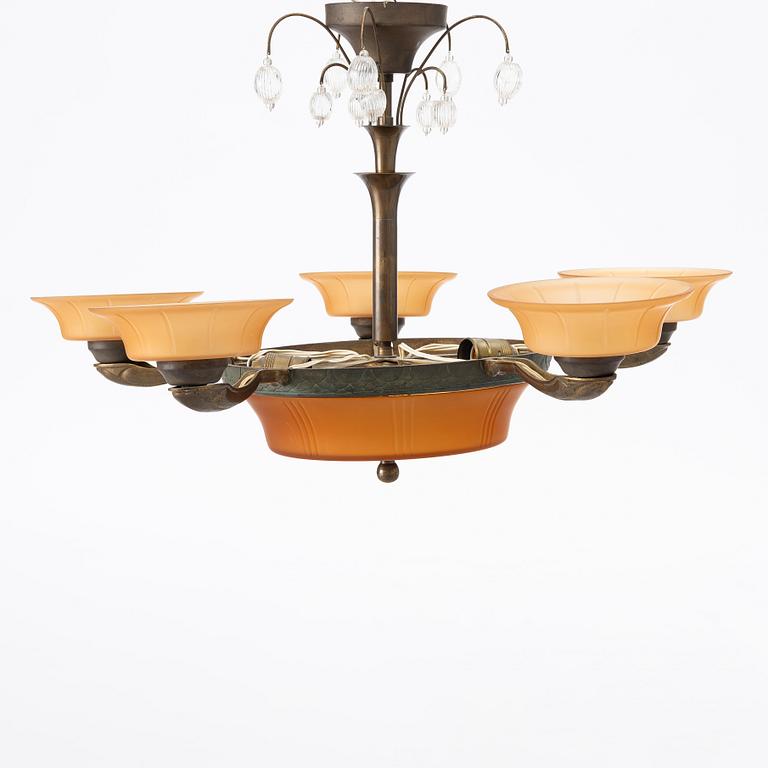 Malmö Metallvarufabrik, attributed to, a ceiling lamp, 1930s.