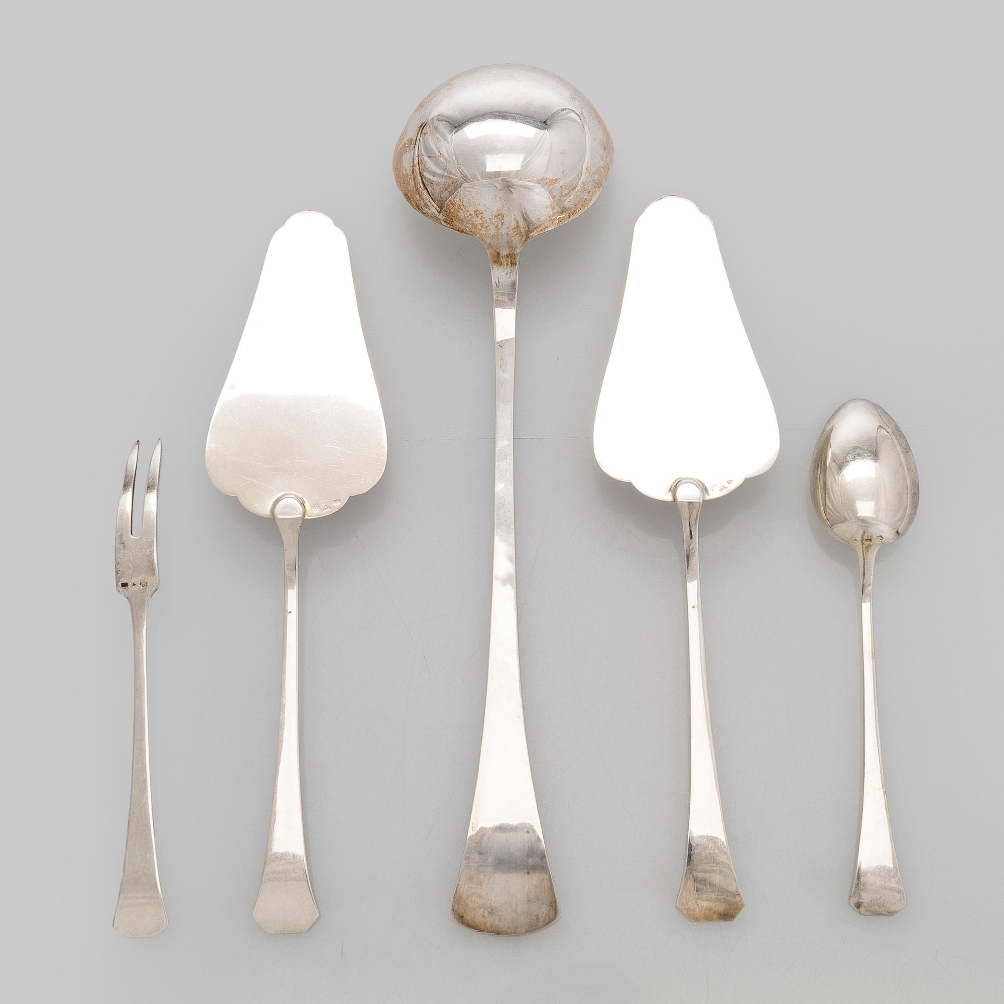 A 15-piece silver cutlery set, Sandrik, and ladle, Czechoslovakia 1929-1945.