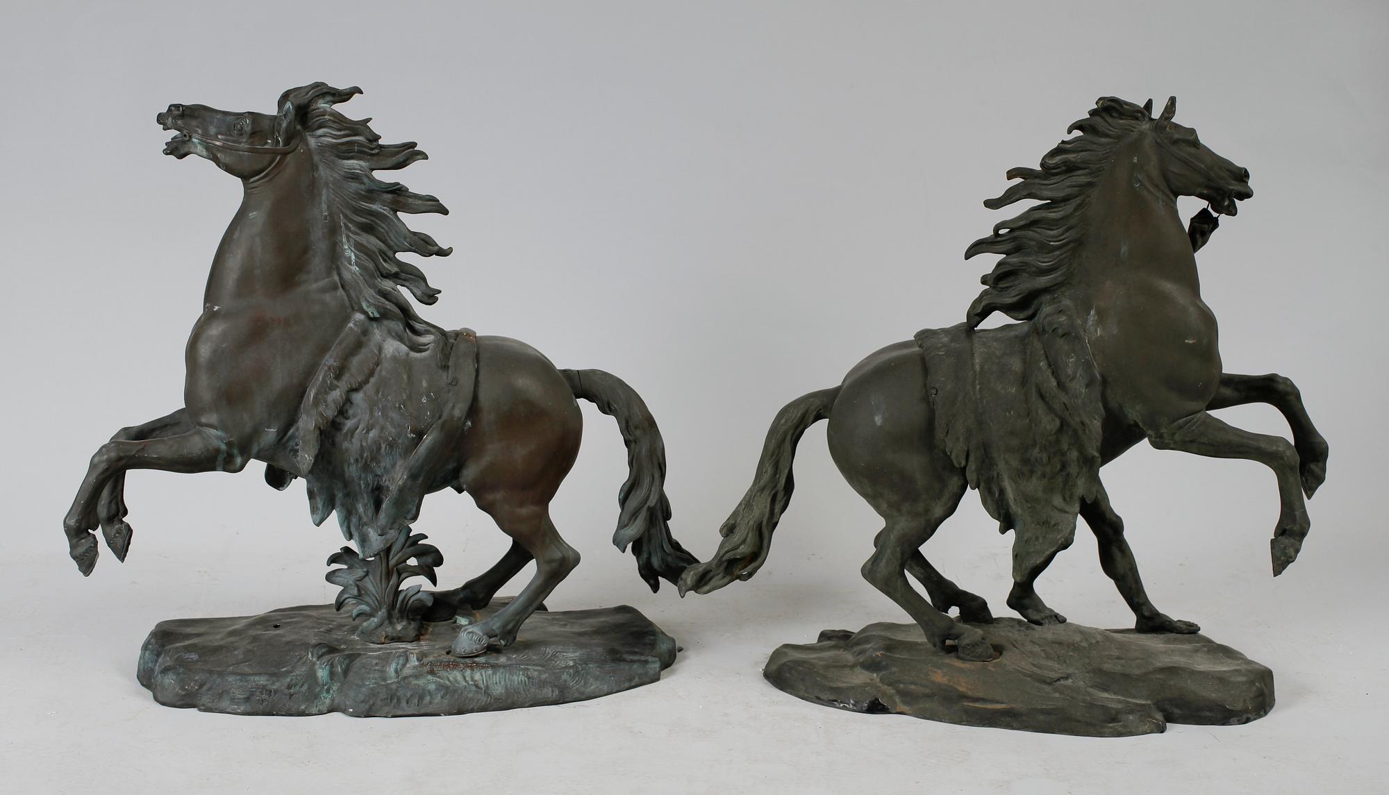 SKULPTURER, 1 par, patinerad brons, 1800-/1900-tal, bla efter Charles Crozatier.