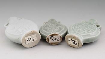 SNUSFLASKOR, 3 st, porslin, Kina, Ching dynastin, 1800-tal.