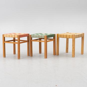 Axel Larsson, Stools 3 pcs, functionalist, Bodafors, 1930s.