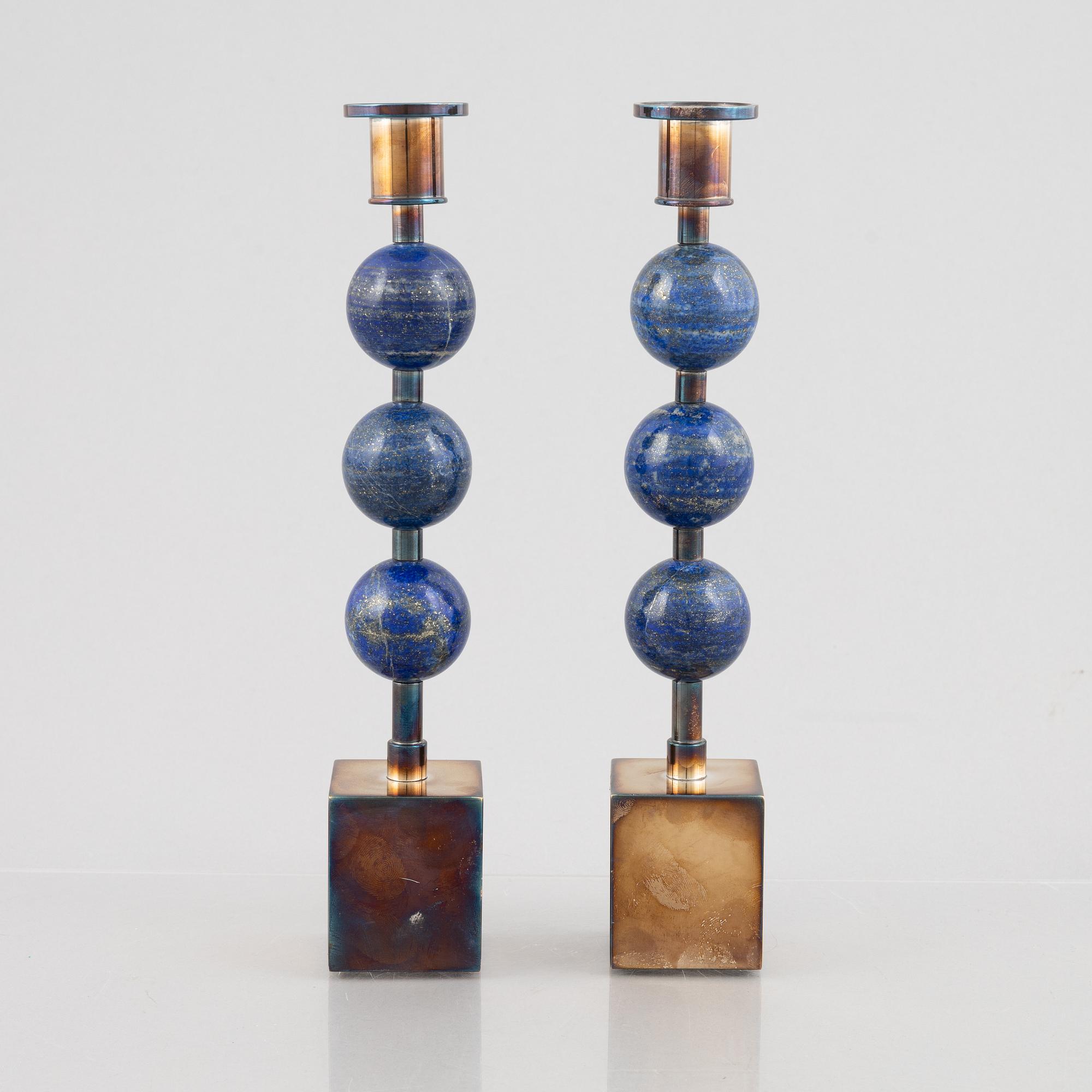 Sigurd Persson, candlesticks, a pair, "Three Balls", Svenskt Tenn.