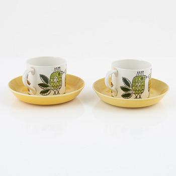 Marianne Westman, a pair of 'King' cups with saucers, Rörstrand, Sweden, 1964-65.