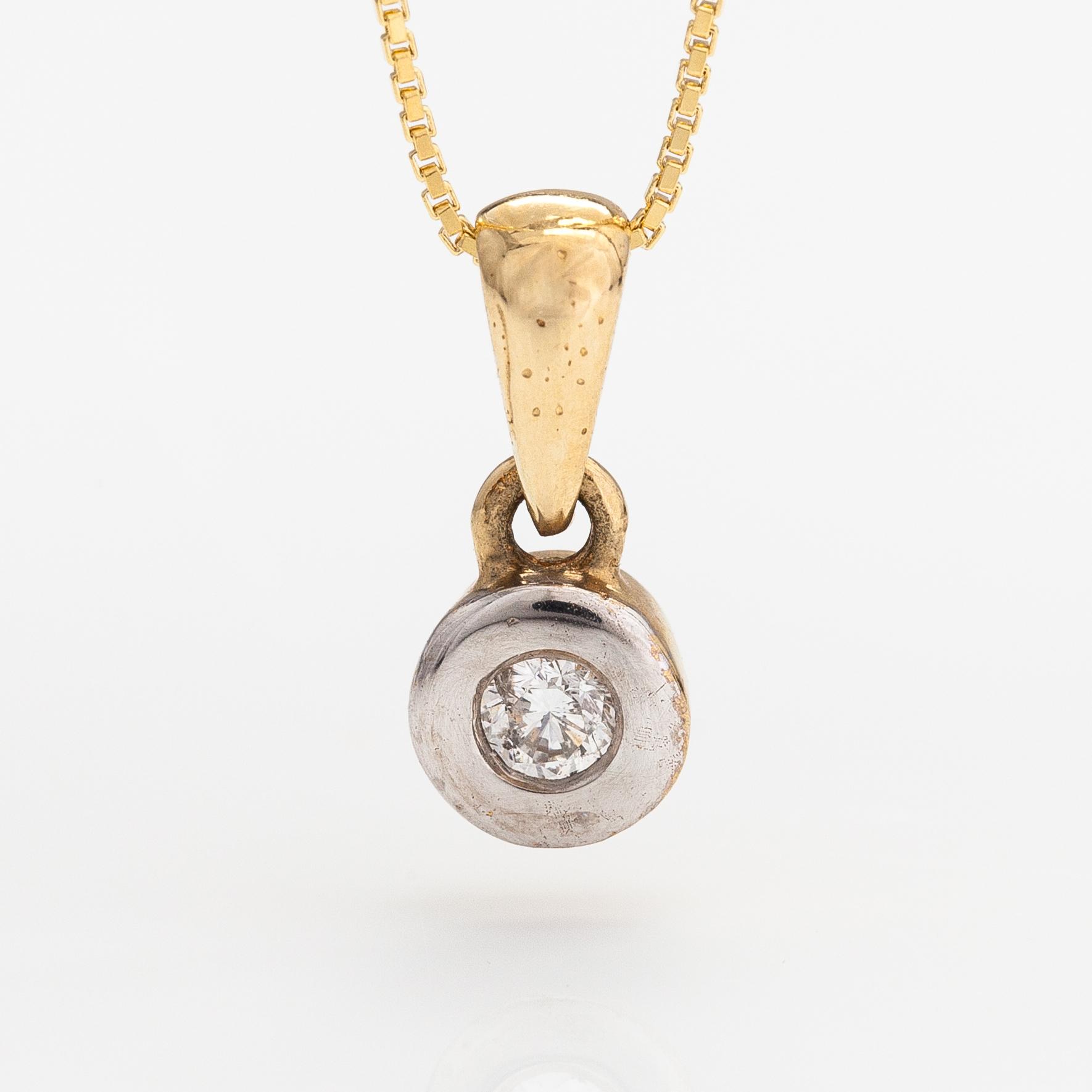 Kaulakoru, 14K kultaa, timantti n. 0.10 ct.