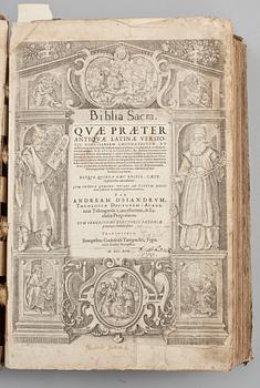 BOK, BIBLIA LATINA. Testamenti veteris Biblia Sacra. 1600-tal.