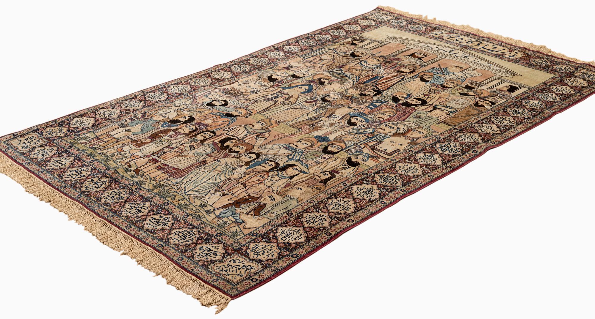 Matta, antik Kirman Laver 'Mashahir' (Världens härskare), ca 240 x 147 cm.