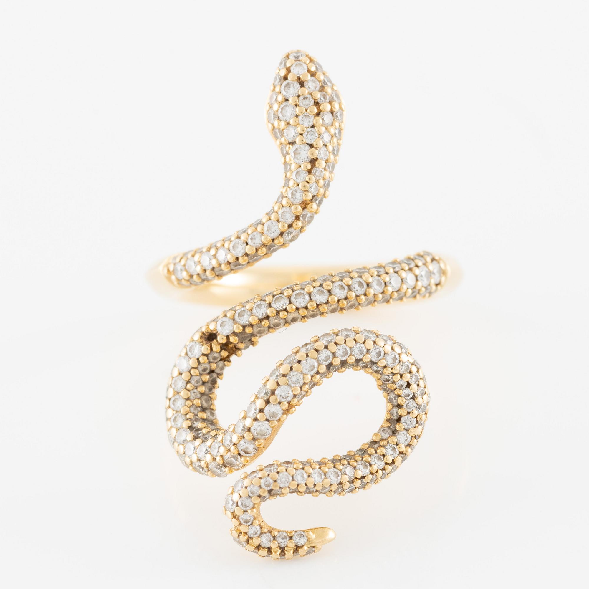 Ole Lynggaard, "Snakes ring" 18K gold with brilliant-cut diamonds.
