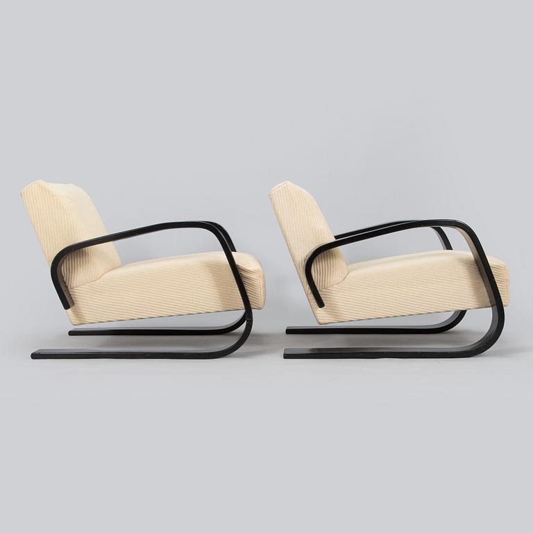 Alvar Aalto, fåtöljer ett par, "Tank chair" modell 400, Artek, 1970-tal.