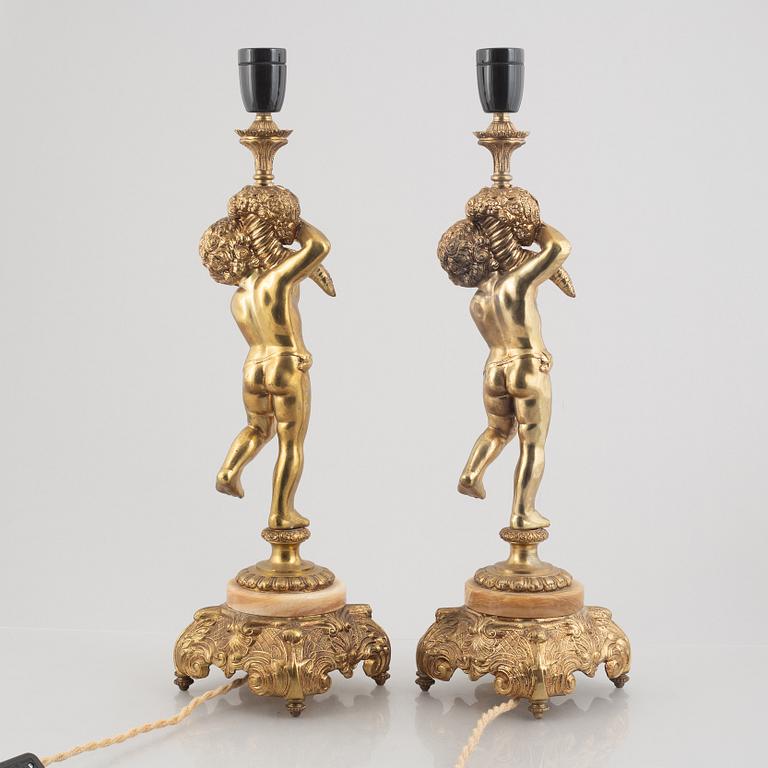 Table lamps, a pair, Rococo style, mid-20th Century.