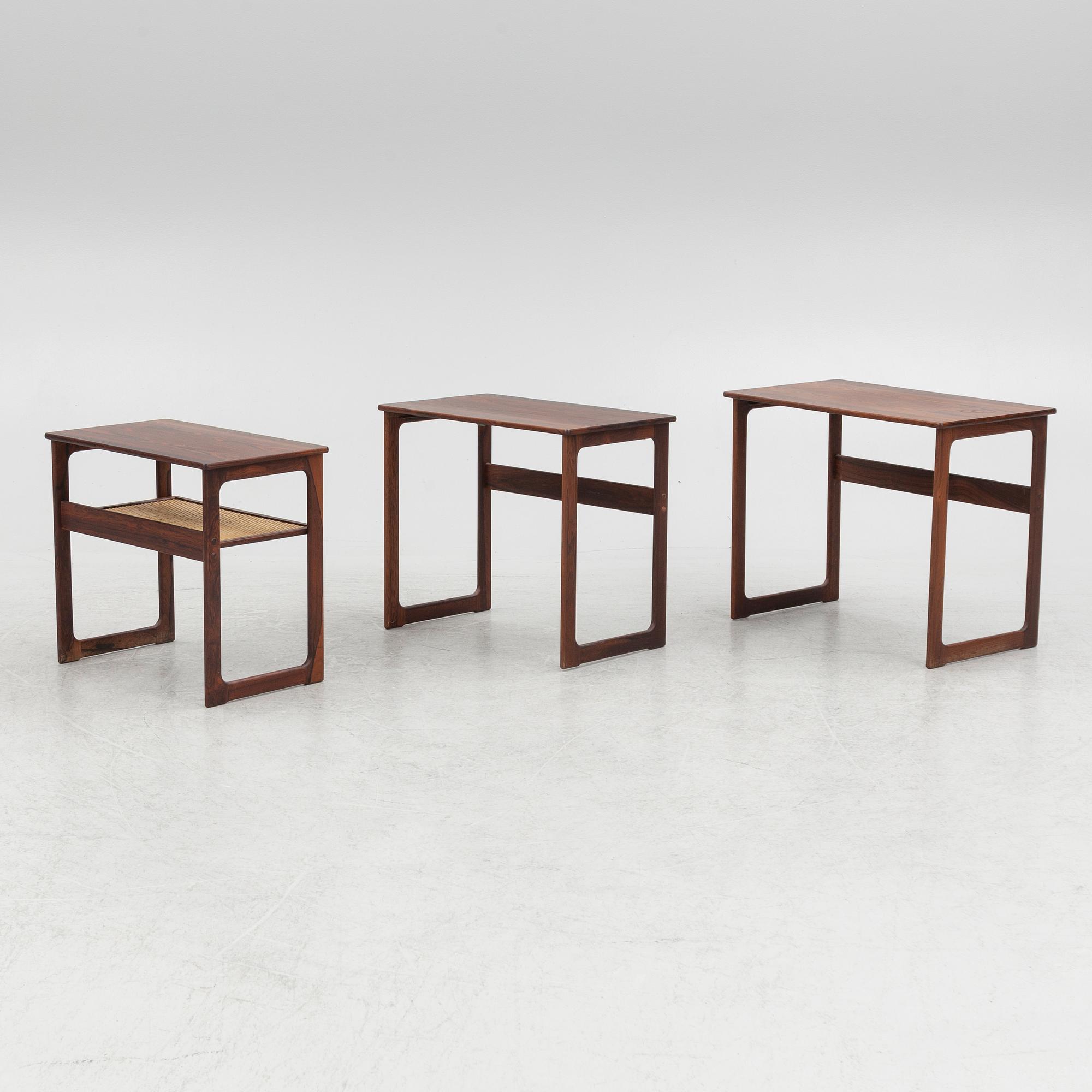 Johannes Andersen, nesting table, 3 pieces, CFC, Silkeborg, Denmark, 1950s/60s.
