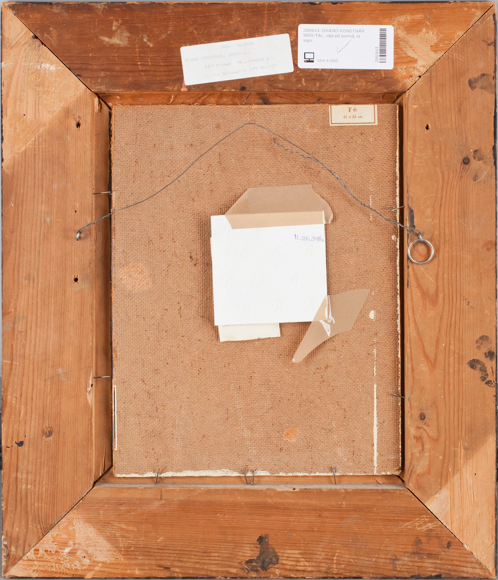 OKÄND KONSTNÄR 1800-TAL, olja på pannå, ej sign.