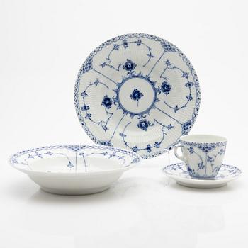 Royal Copenhagen, service pieces, 15 pcs, porcelain, "Blue Fluted", Denmark.