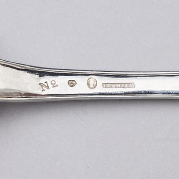 Eleven Swedish 18th century silver spoons, marks of Johan Ekholm, Stockholm 1795.