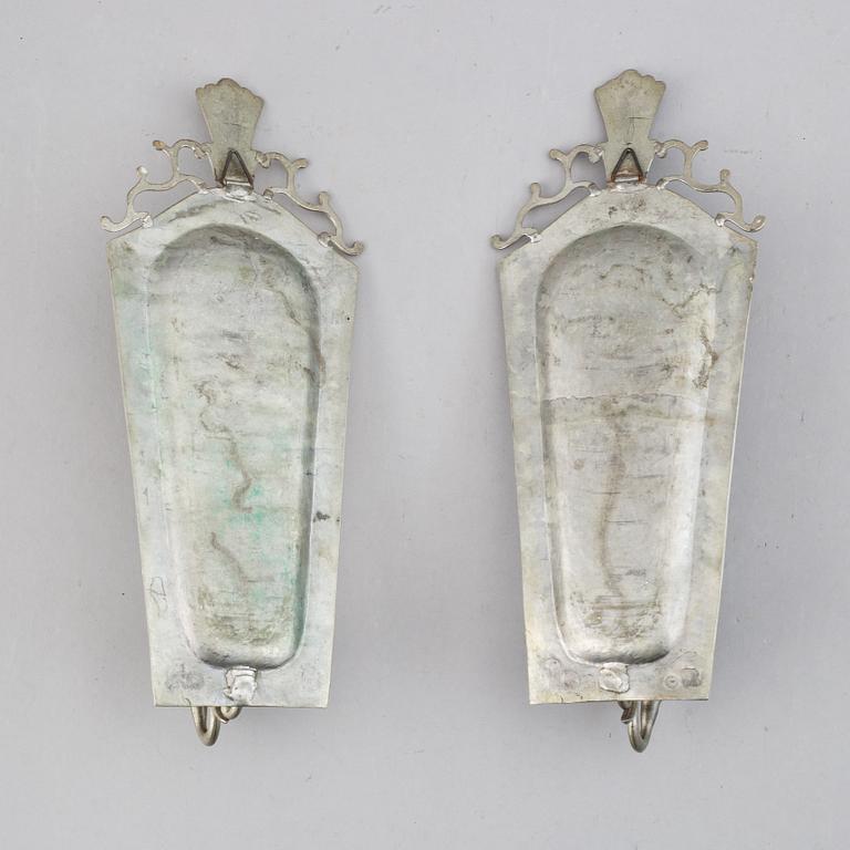 A pair of pewter wall sconces, Sweden 1920's.