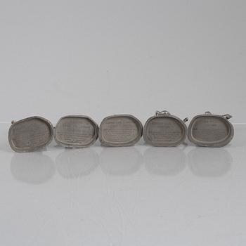 Allan Ebeling, figuriner, 9 st, rostfritt stål, svensk regentlängd, Nyby Bruks AB.