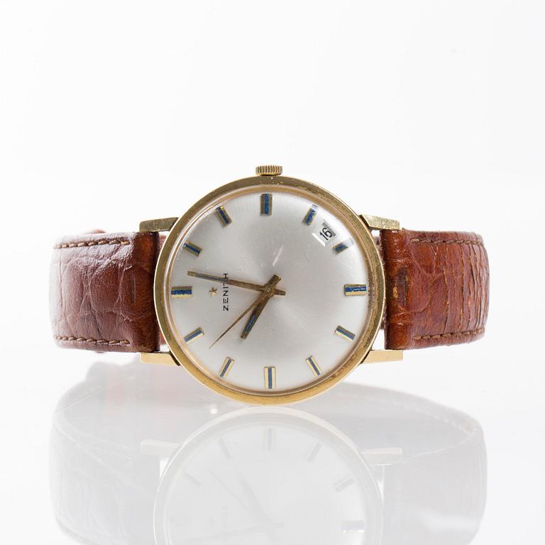 ARMBANDSUR, herr, Zenith, 18K guld. Total vikt ca 37 gram.