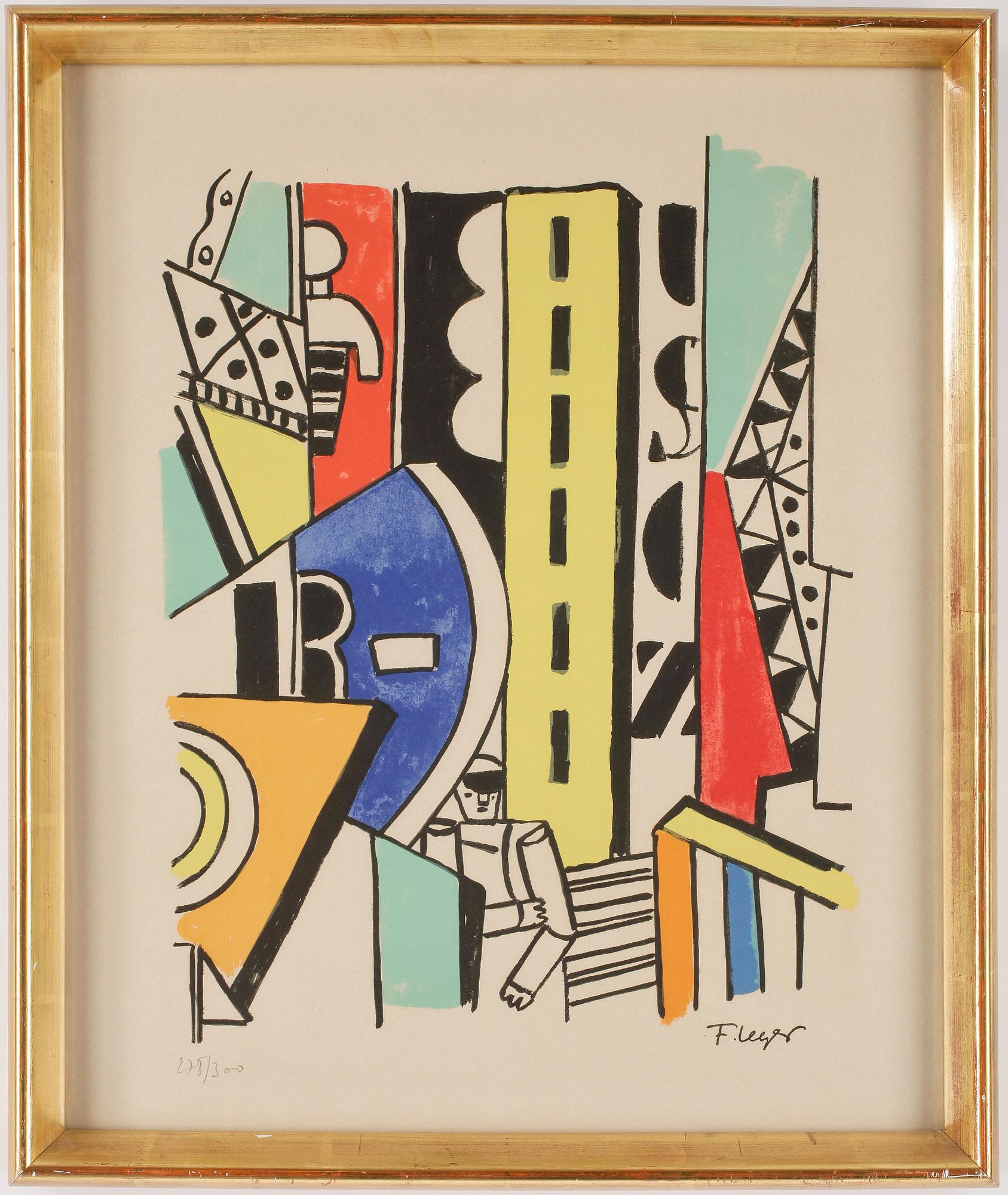 FERNAND LÉGER, efter, färglitografi, signerad i trycket. Numrerad 278/300.