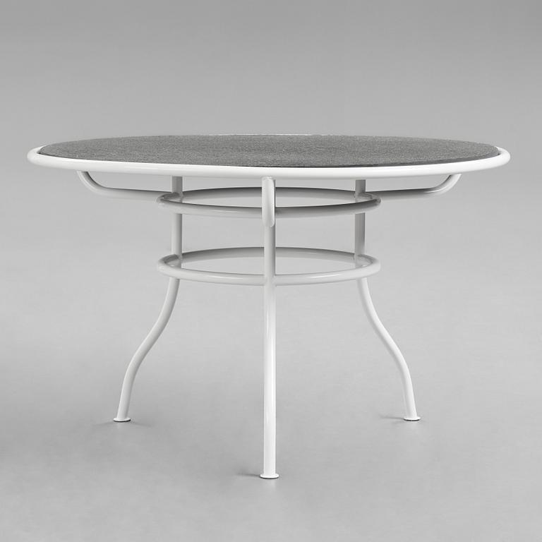 OLLE REX, a white lacquered steel garden table with a grey slate top, Svenskt Tenn Sweden, post 2003.