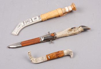 KNIVAR, 3 st, bl.a. horn, 1900-talets andra hälft.