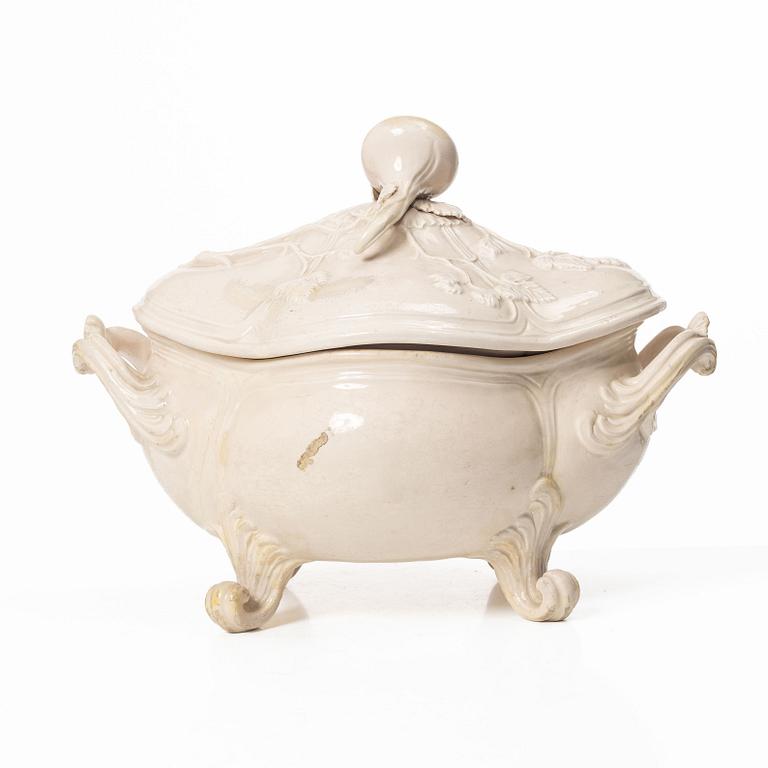 A Rococo tureen with cover, probably Marieberg, 18th Century.
