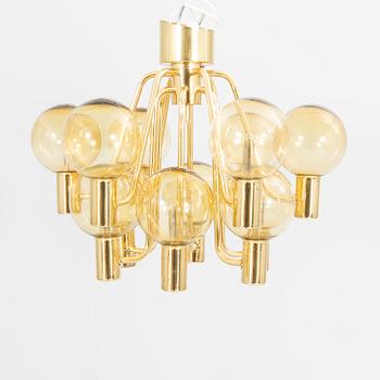 Hans-Agne Jakobsson, a brass and glass 'Patricia T 372' chandelier, Markaryd.