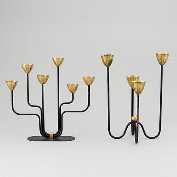 Gunnar Ander, two candelabras, Ystad metall.