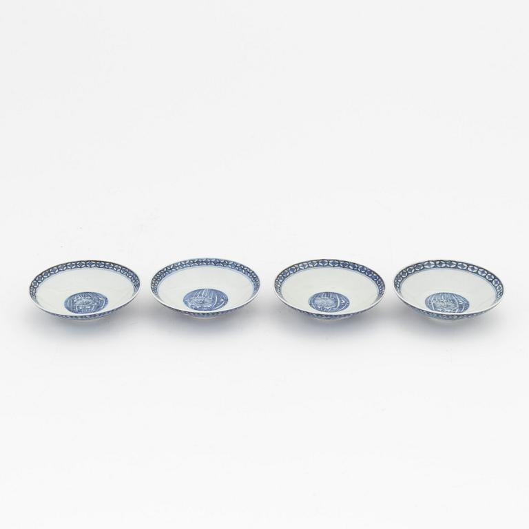 A set of four Japanese blue and white covers, Edo (1603-1868).