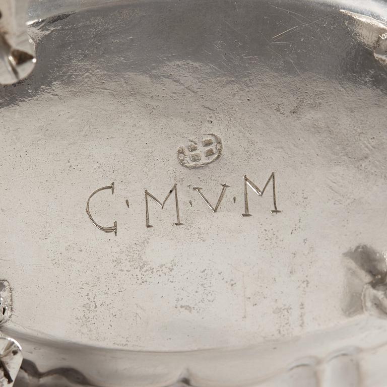 A 18th century silver casket, unidentified makers mark HB.