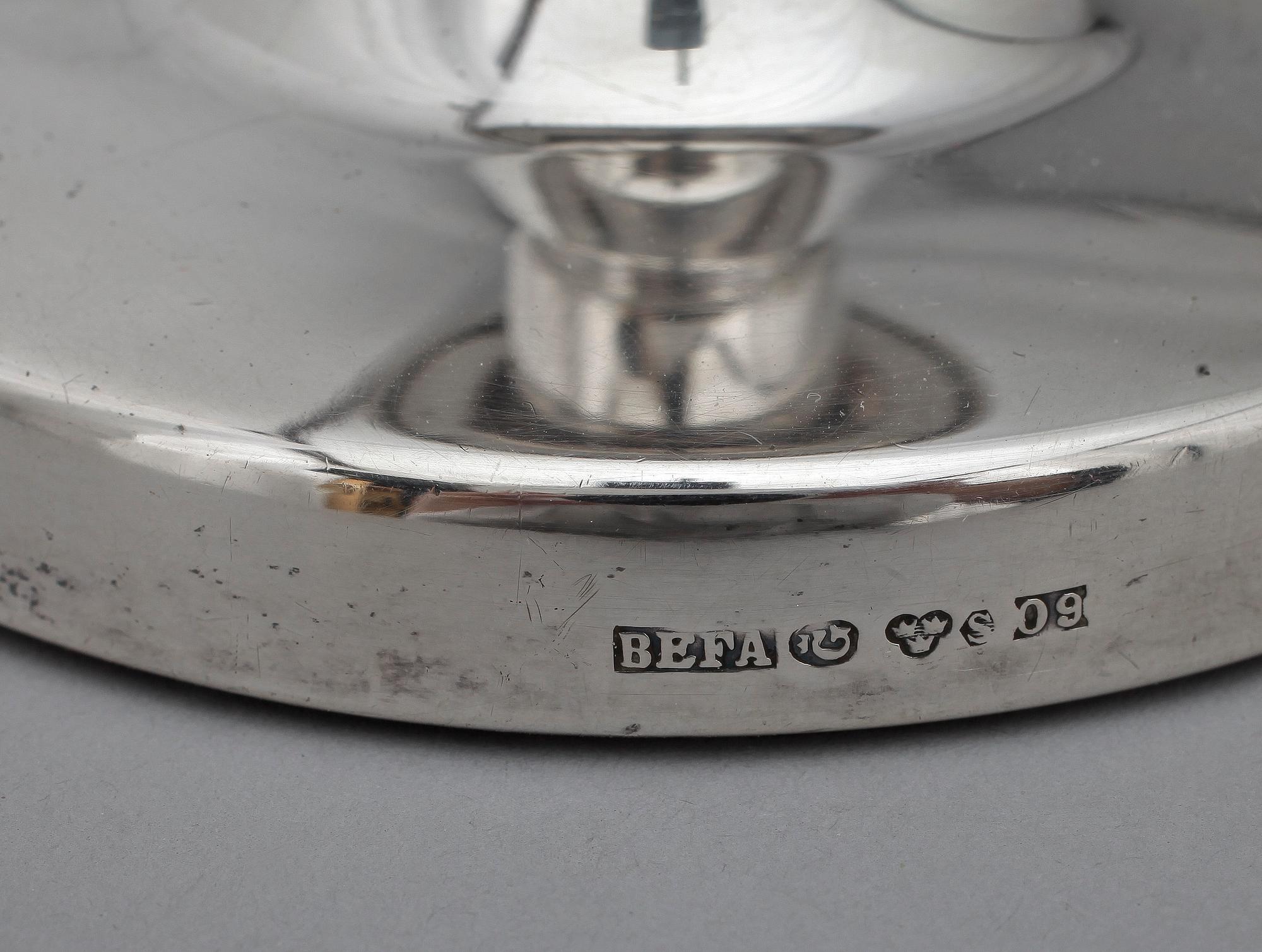 LJUSSTAKAR, 2 par, silver. Bl a MGAB, Stockholm 1956.